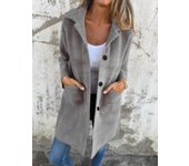 Otoño e invierno, chaqueta gruesa a cuadros de talla grande para mujer, chaqueta de manga larga cálida informal versátil de felpa