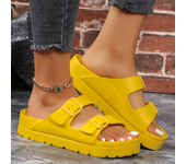 Zapatillas de plataforma de verano para mujer, sandalias de playa sin cordones con hebilla ajustable, chanclas ligeras y cómodas de EVA, suelas gruesas de 4cm