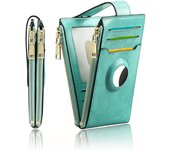 Women's AirTag Compatible Wallet Genuine Leather Bifold Ultra Slim Credit Card Holder with Built-in Integrated Case for AirTag RFID Blocking Technology Ideal for Everyday