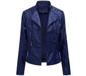 Chaqueta de Mujer de Cuero Sintético Estilo Varsity Moto Biker Bomber Ligera Casual Outerwear Short Coats con Cierre de Cremallera y Forro de Poliéster Adecuada para Otoño e Invierno