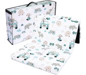 Colchon Cuna Bebe Plegable 120 x 60 cm - colchoneta Cama Infantil de Viaje colchón Transpirable y colchones de Espuma con Funda Lavable 120x60cm Safari