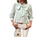 Women's Shirt and Blouse Check With Bow Plaid Modern Long Female Tops Basic Vintage Offer Free Shipping Clothing Sales M Pretty