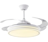 Ventilador de techo eléctrico HuiYu Aparatos con motor y luz LED 105W con memoria y luz de intensidad regulable (luz nocturna) silencioso y eficiente - mando a distancia incluido - apto para dormitorios y cocinas