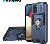 KEYSION Shockproof Case for Redmi Note 10 10S 10 Pro 4G Slide Camera Protection Ring Stand Phone Cover for for Xiaomi POCO M5S