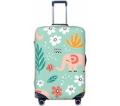 Elephant Giraffe On A Mountain Top Sunset Luggage Cover Washable Elasticated Luggage Covers for Suitcase tsa Approved Stylish Dust and Scratch Resistant Luggage Case-Elephant And Flowers