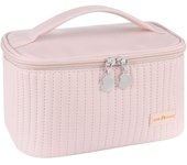 Bolsa de maquillaje rosa, bolsa de cosméticos de viaje de gran capacidad, organizador de artículos de tocador portátil, impermeable, multifunción, multicapa