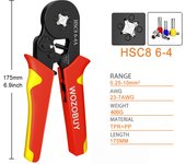 Tubular Terminal Crimping Tool Crimping Pliers HSC8 6-4A 0.25-10mm²/6-6A 0.25-6.0mm² Hand Tool Mini Wire Ferrule Fixture Kit