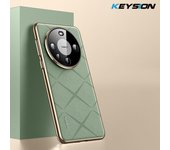 KEYSION Grid Pattern Leather Case for huawei Mate 60 Pro+ 50 Pro Plating PC Camera Protection Phone Cover for Huawei Mate 40 Pro