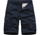 Men 100% Cotton Cargo Shorts Summer New Fashion Multi-Pocket Army Tactical Military Short Pants Elastic Waist Casual Shorts Men