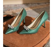 [Sheepskin] High Heels Women's Stiletto Heel 2024 New Joker French Pointed Shallow Mouth Rhinestone Shoes