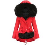 Women's hood long pocket lin trench coat, winter warm jacket