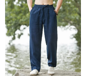 Pantalones de playa para hombre, ropa de calle de algodón y lino, pantalones de chándal casuales, pantalones largos sueltos de v