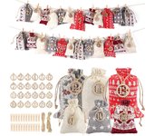 Christmas Advent Calendar for Filling, 24 Fabric Bags, Bags for  DIY Filling with Numbers 1-24, Clips, Rope