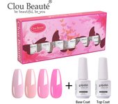 Clou Beaute 8ml Gift Set Kit UV LED Gel Varnish Soak Off Nail Art Gel Nail Polish Pure Nail Color Base Coat No Wipe Top Coat