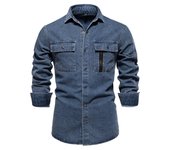 Camisa vaquera hombre casual algodón manga larga lavada