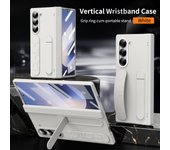 For Samsung Z Fold 6 Luxury Vertical Wristband Phone Case with Integrated Stand and Glass Front Film