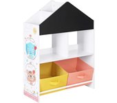 Estantería Infantil de Juguetes y Libros, Estantería para Niños, con Cajas, Estantes, para Habitación de los Niños, Sala de Juegos, Blanco, Negro, Naranja y Amarillo GKR320W01