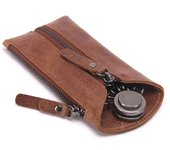 CONTACT'S 100% Genuine Leather Key Wallet Men Car Key Holder Zipper Keys Case Top Quality Male Man Housekeeper Keys Organizer