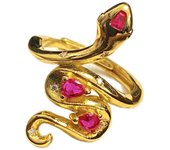 S925 sterling silver red snake ring retro high-end red corundum wealth tangled with spiritual snake light luxury elegant classic fashion palace party trend hip hop opening adjustable