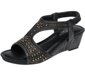 Sandalia Roman fashion women's fairy style new mid heel elastic rhinestone wedge sandals