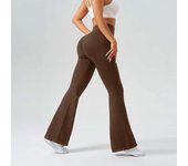Women's Yoga High Waist Flared Bottom Mesh, Seamless Pocket Wide Leg Retro Gym Pants, Fiess, Athleisure