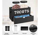 Dog Treat Container, Double Dog Food Storage Container With 2 Treat Jars, Pet Treat Storage Organizer Dog Cat Treat Container