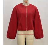 BUNO-Chaquetas Bomber rojas con cremallera para mujer, chaquetas recortadas suaves, chaqueta deportiva de manga larga para mujer, novedad en prendas de vestir exteriores 2025