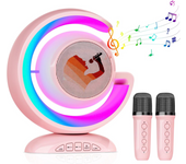 Karaoke Machine for Kids, Mini Portable Bluetooth Karaoke Speaker with 2 Wireless Mics and Colorful Lights for Kids Adults Gifts