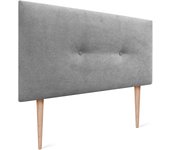 Cabecero de Polipiel o Tela Acualine Liso con Botones y Patas Tapizado de Alta Gama Cabezal Lujo Cama Dormitorio Moderno Acolchado (Tela Beige, 145x105cm (Camas 120/135/140))