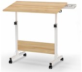 Mesa de Escritorio Moderna Altura Ajustable, Plegable con Ruedas, Madera y Acero