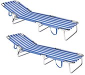 Tumbonas Jardín Exterior | Ligera Plegable y Reclinable| 3 Posiciones | para Playa Camping Piscina Terraza o Jardín Azul