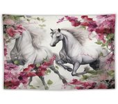 Tapestry Horses And Vines Tapestry Aesthetic Kids Girls Pink Flower Tapastry's Wall Hanging Wall Hanging Decor Tapestry for Bedroom Aesthetic Alt Room Landscape