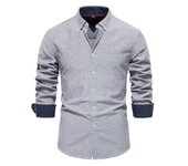 Men's Oxford cotton t, casual busine long sleeved t with buttons