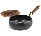 Saucepan Nonstick Chinese Cooking Wok Uncoated 24cm Soup Pot Big Belly Flat Bottom Iron Stir Fry Pan Cookware
