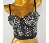 Women Tank Tops Sequined Rhinestone Pearl Wedding Push Up Bra Woman Clothes Camis Stage Ladies Crop Top Corset y2k Blusas