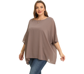 Womens Plus Size Batwing Sleeve Summer Spring Elegant Cape Blouse V-neck Flowy Loose Casual Chiffon Blouse Tunic Top For Jeans
