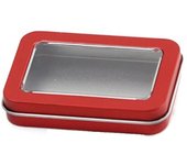 Multicolor Tin Box with Clear Window Lid Rectangular Jewelry Box Nail Art Display Case Candy Package Metal Box Empty