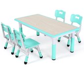 Grupo de Mesa Infantil en Altura Ajustable, Juego de Sillas para Jardín de Infantes y Habitación, Grupo de Asientos para Niños y Niñas a Partir de 2 Años, Amarillo