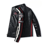 Nuevo traje de carreras de motos de los hombres, de cuero, de lana, delgado, chaqueta oscura, chaqueta de invierno para hombres, chaqueta de choque etiqueta