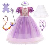 Girl Rapunzel Costume Birthday Party Tangled Magic Hair Princess Cosplay Dress Carnival Halloween Fantasy Role Playing Outfits