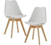 Pack de 6 Sillas de Comedor con Patas de Madera Maciza de Haya, Sillas de Cocina de Diseño Nórdico Sillas de Oficina de Madera con Asiento Acolchado, Blanco