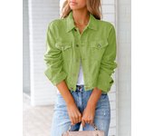 Short Denim Jacket Long Sleeve Denim Slimming Cardigan Suit Pocket Coat Top V