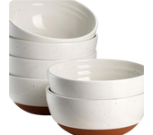 Juego de 6 Cuencos de Cereales de 680 Ml - Tazón de Desayuno de Porcelana - Bol para Postres, Sopas, Ensaladas - Apto para Microondas y Lavavajillas - Blanco Alabastro
