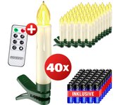 Velas LED inalámbricas set de 40 blanco con pilas incluidas