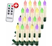 Velas LED para árbol de Navidad set de 20 multicolor