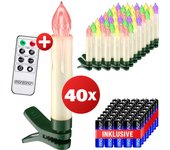 Velas LED inalámbricas set de 40 multicolor con pilas