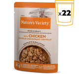 22 x 85 gr Nature´s Variety Bites Comida Húmeda en Salsa para Gatos con Sabor a Pollo