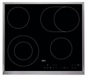 Placa Vitrocerámica -AEG HK634060XB, 4 Zonas de Cocción, 60 cm, Marco Inox