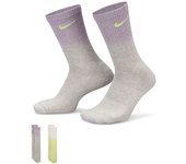 Nike - Calcetines Everyday Plus Cushioned Crew (2 Pares), Unisex, Grey Heather Lilac BloomLemon Twist-Summ, L [42 - 46]