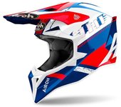 Airoh Wraaap Feel Casco de motocross - Blanco Rojo Azul (L)